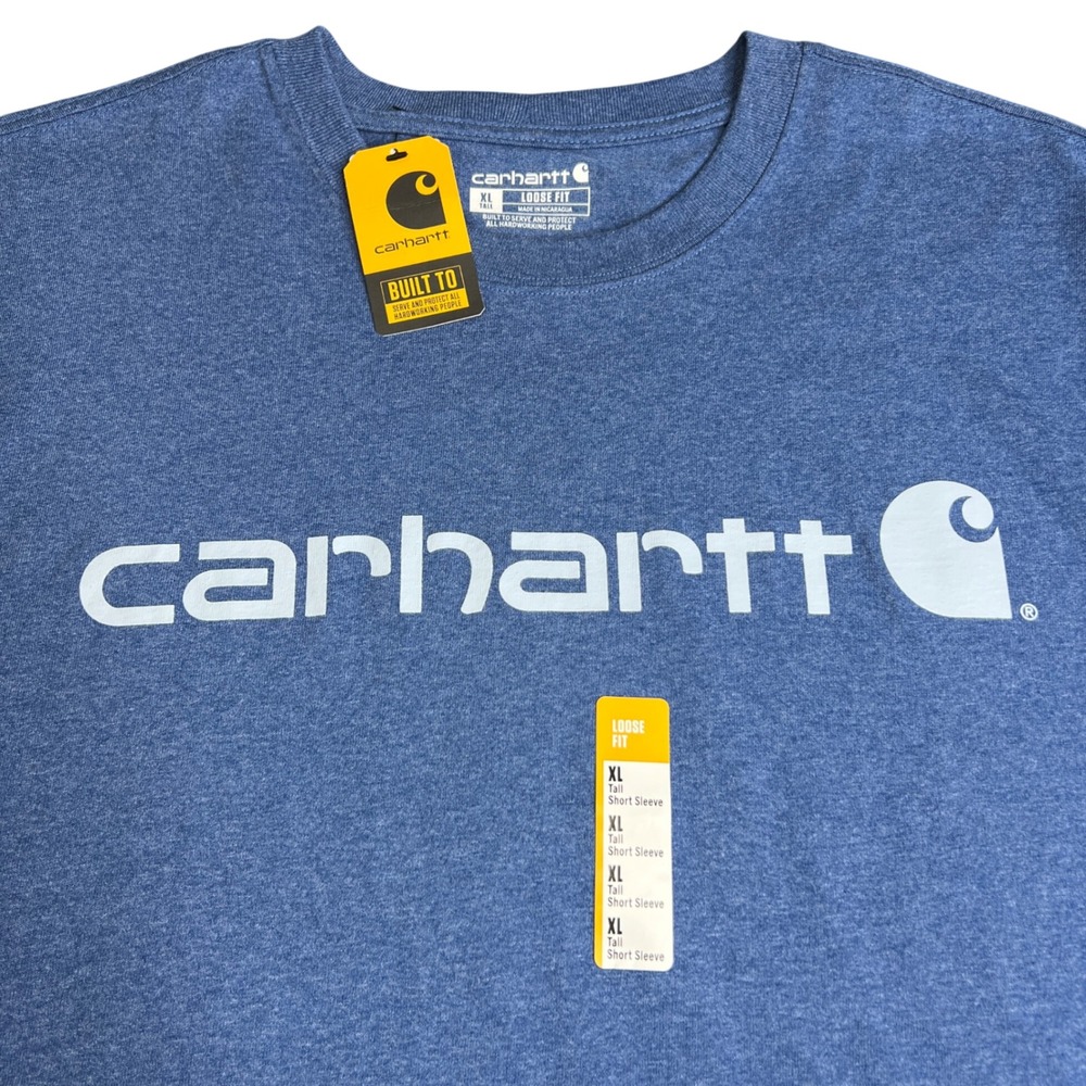 Carhartt Men XL Tall Blue Heather Dearborn Loose Logo T-Shirt K195-HTO NWT